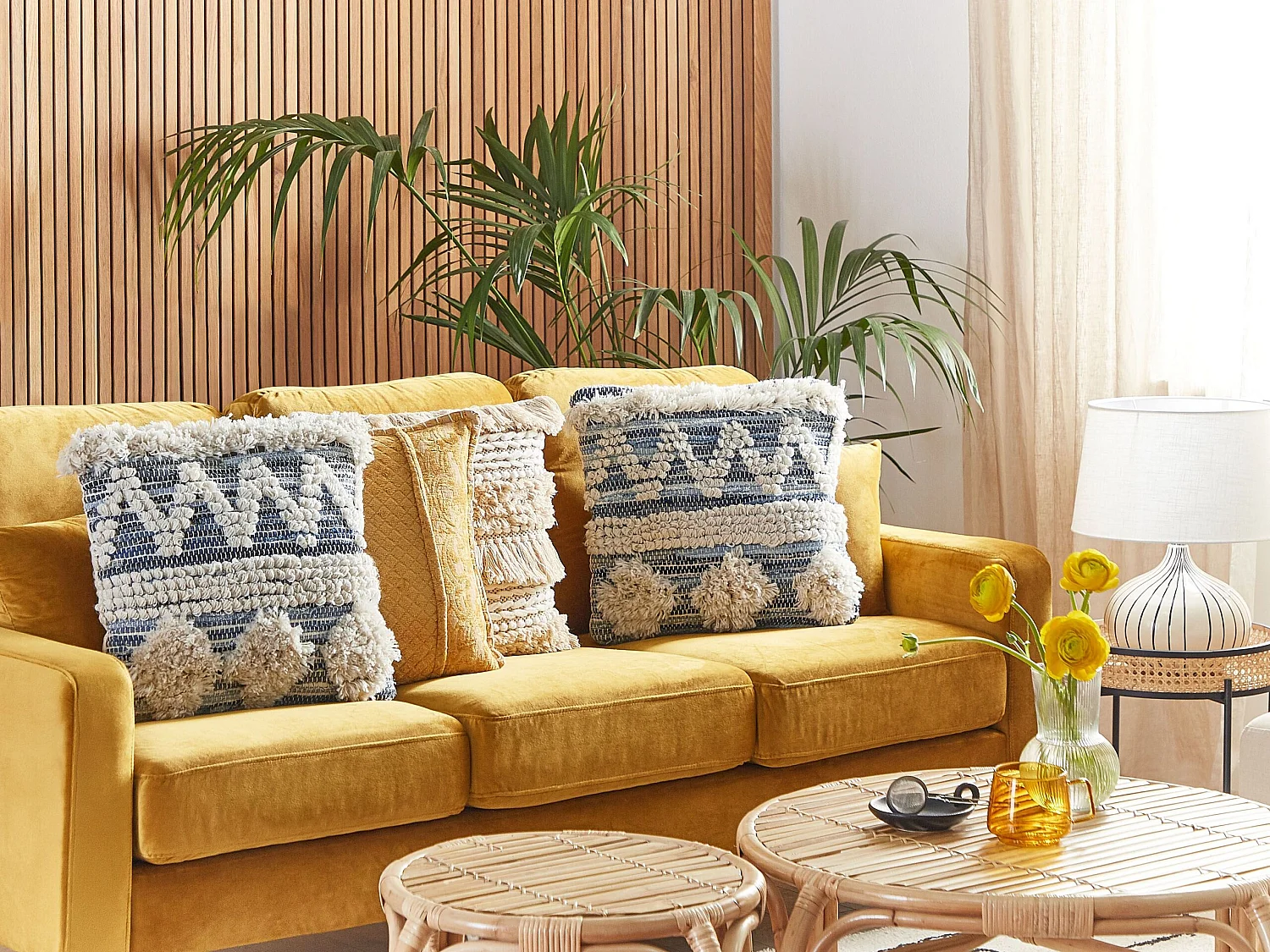 Dekokissen EYTELIA Baumwolle 45 x 45 cm Blau Geometrisches Muster