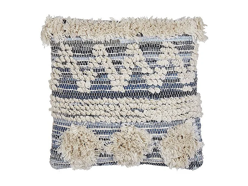 Coussin EYTELIA Coton 45 x 45 cm Bleu Motif géométrique