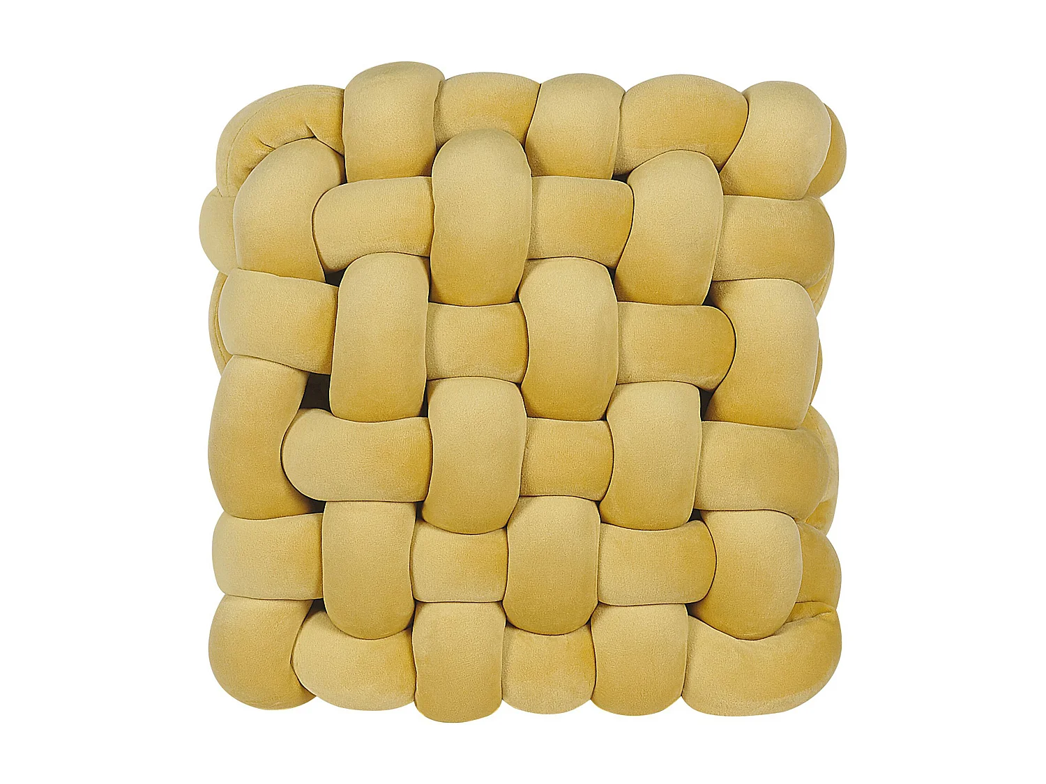 Dekokissen Knotenoptik 30 x 30 cm Geflecht Polyester quadratisch senfgelb Sirali