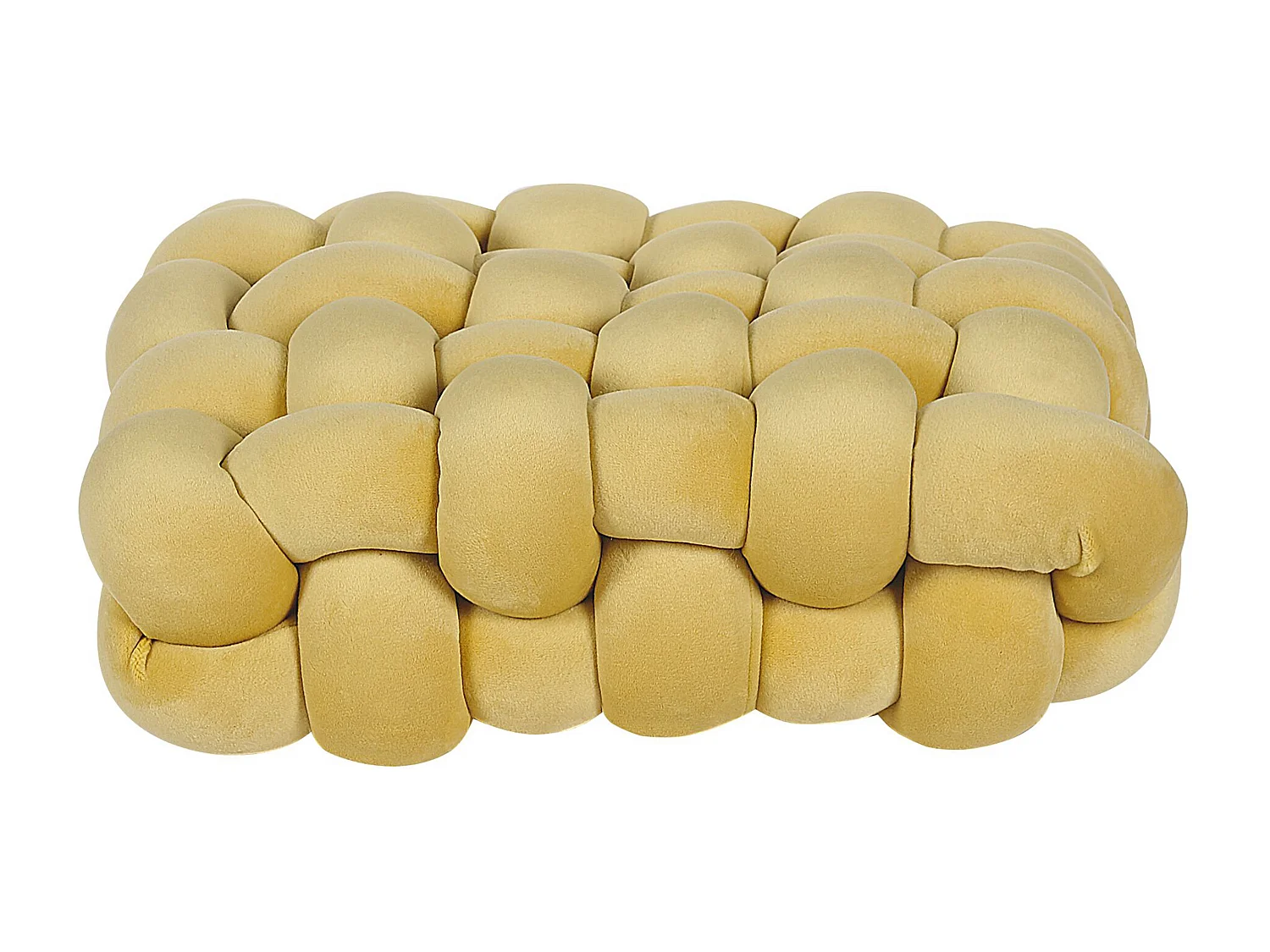 Dekokissen Knotenoptik 30 x 30 cm Geflecht Polyester quadratisch senfgelb Sirali