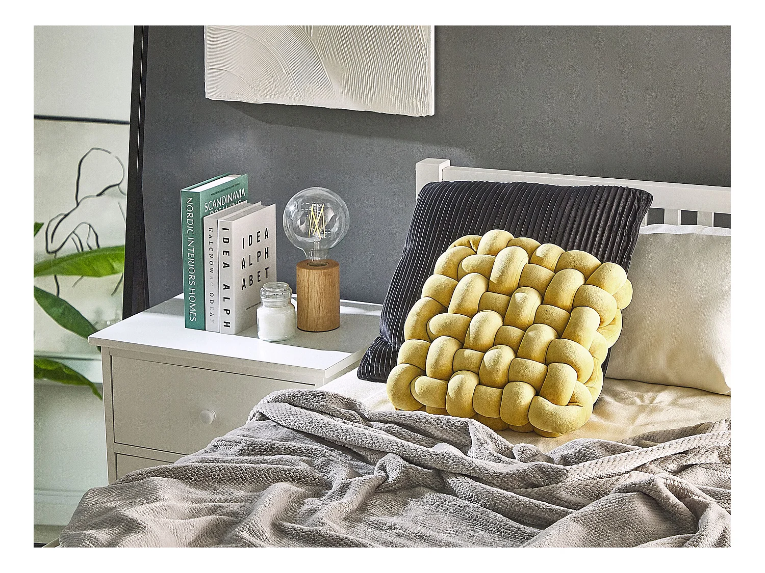 Coussin SIRALI Velours 30 x 30 cm Moutarde