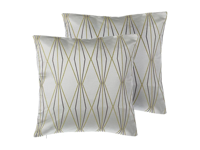 Conjunto de 2 almofadas decorativas FENNEL 45 x 45 cm Branco Padrão geométrico