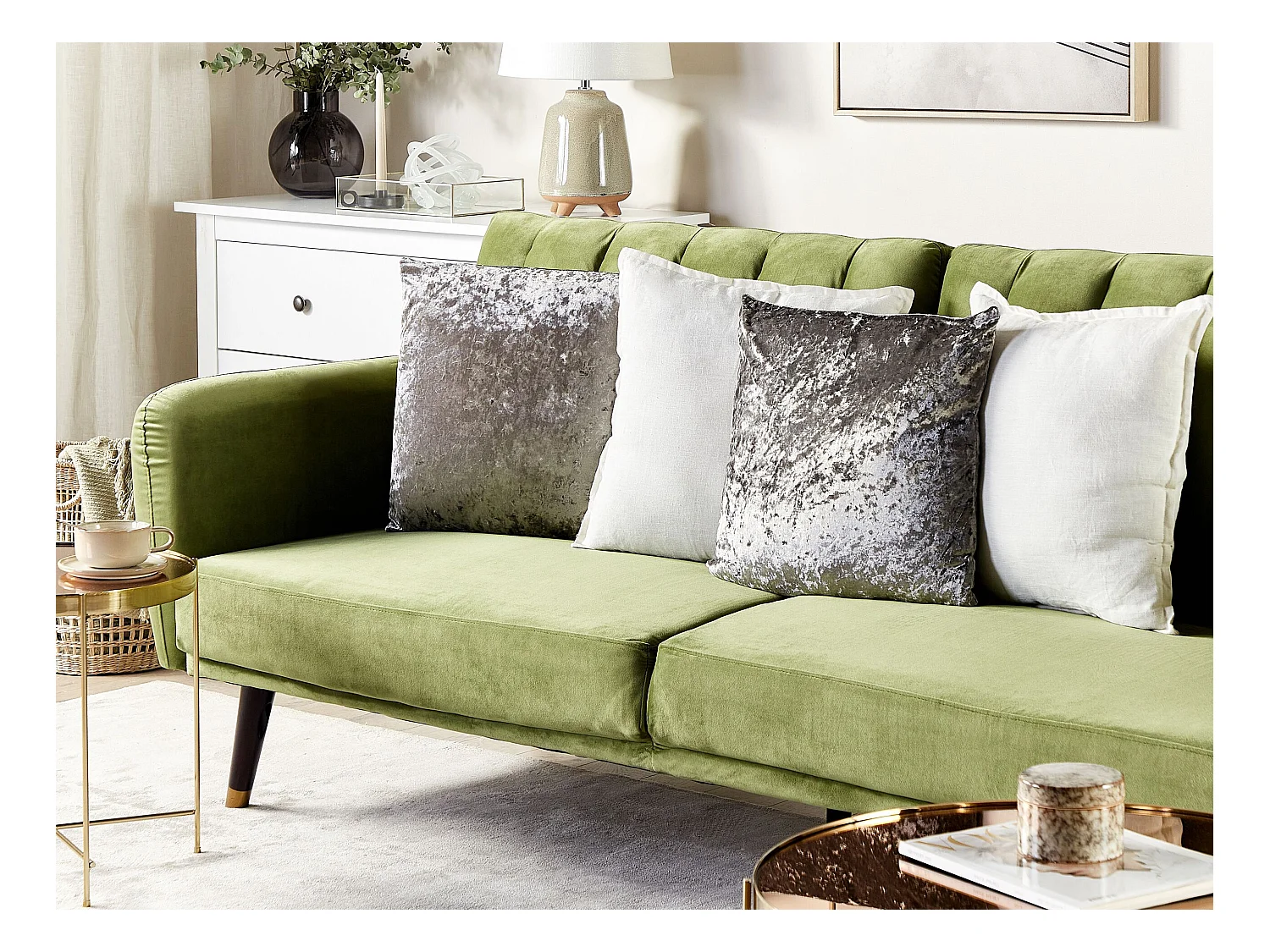 Conjunto de 2 cojines decorativos HOSTA Terciopelo 45 x 45 cm Gris Liso