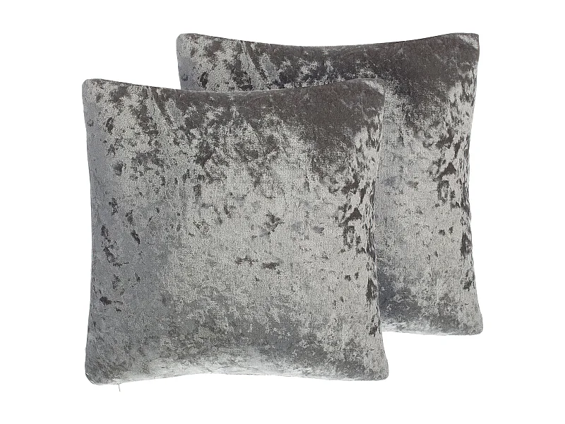 Lot de 2 coussins décoratifs HOSTA Velours 45 x 45 cm Gris Unicolore