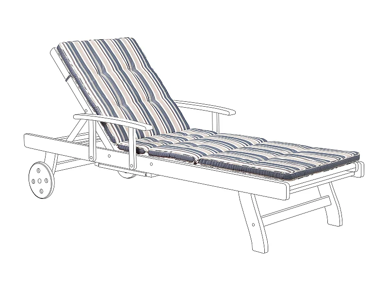 Liegenauflage für Gartenliege 188x59x5 cm Blau Beige Strefen Toscana/Java