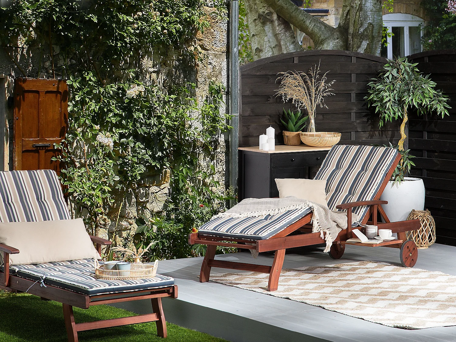 Coussin de transat extérieur TOSCANA 188 x 59 cm Bleu