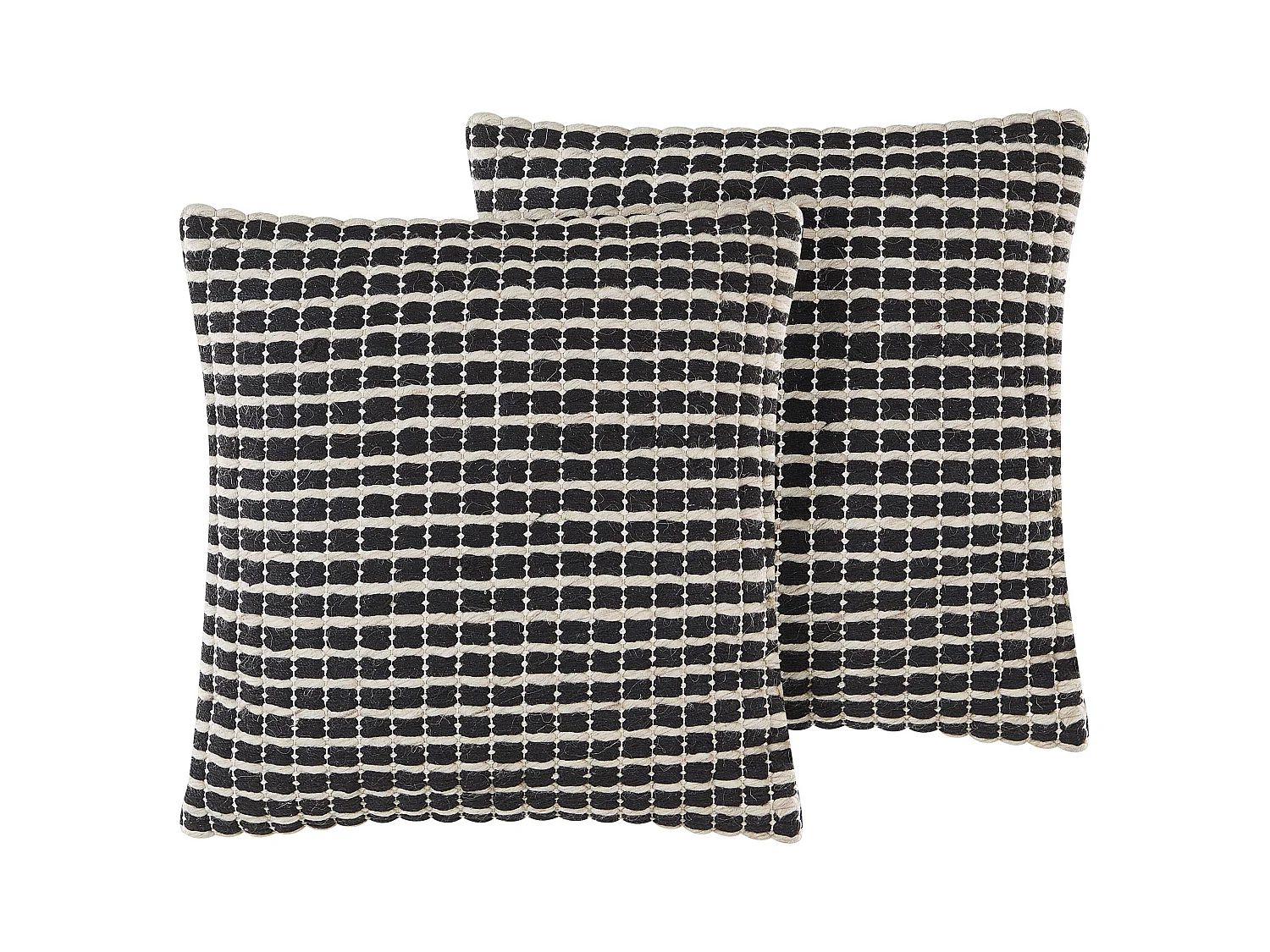 Lot de 2 coussins décoratifs YONCALI Coton 45 x 45 cm Noir À carreaux