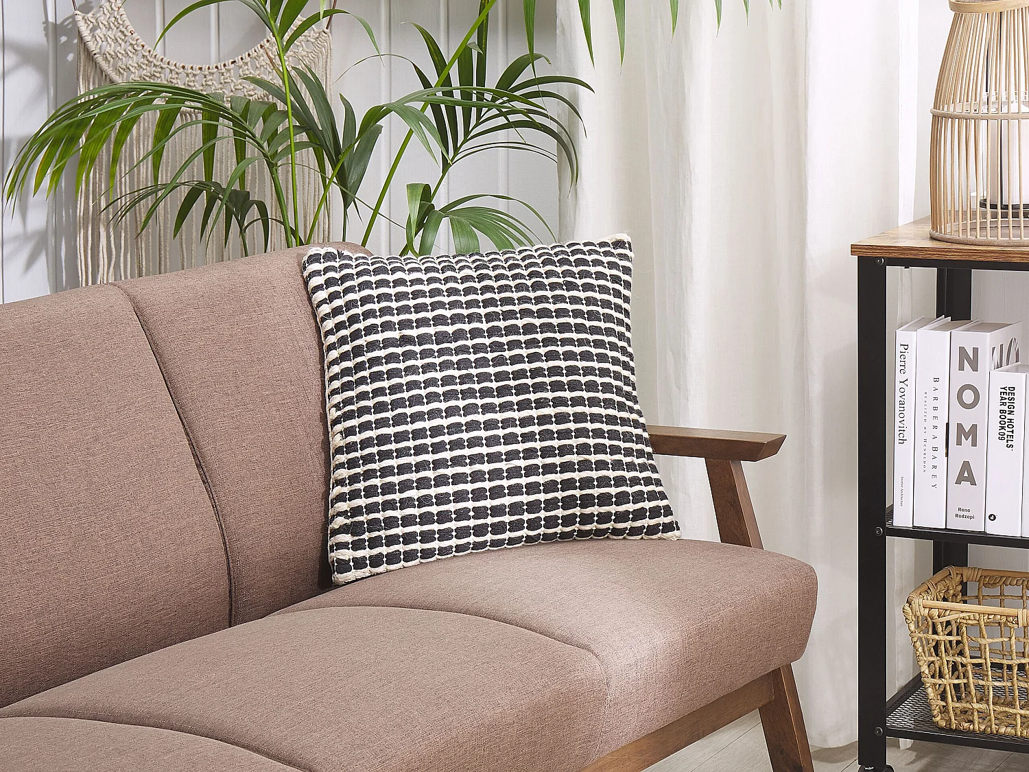Set of 2 Decorative Cushions YONCALI Cotton 45 x 45 cm Black Checked