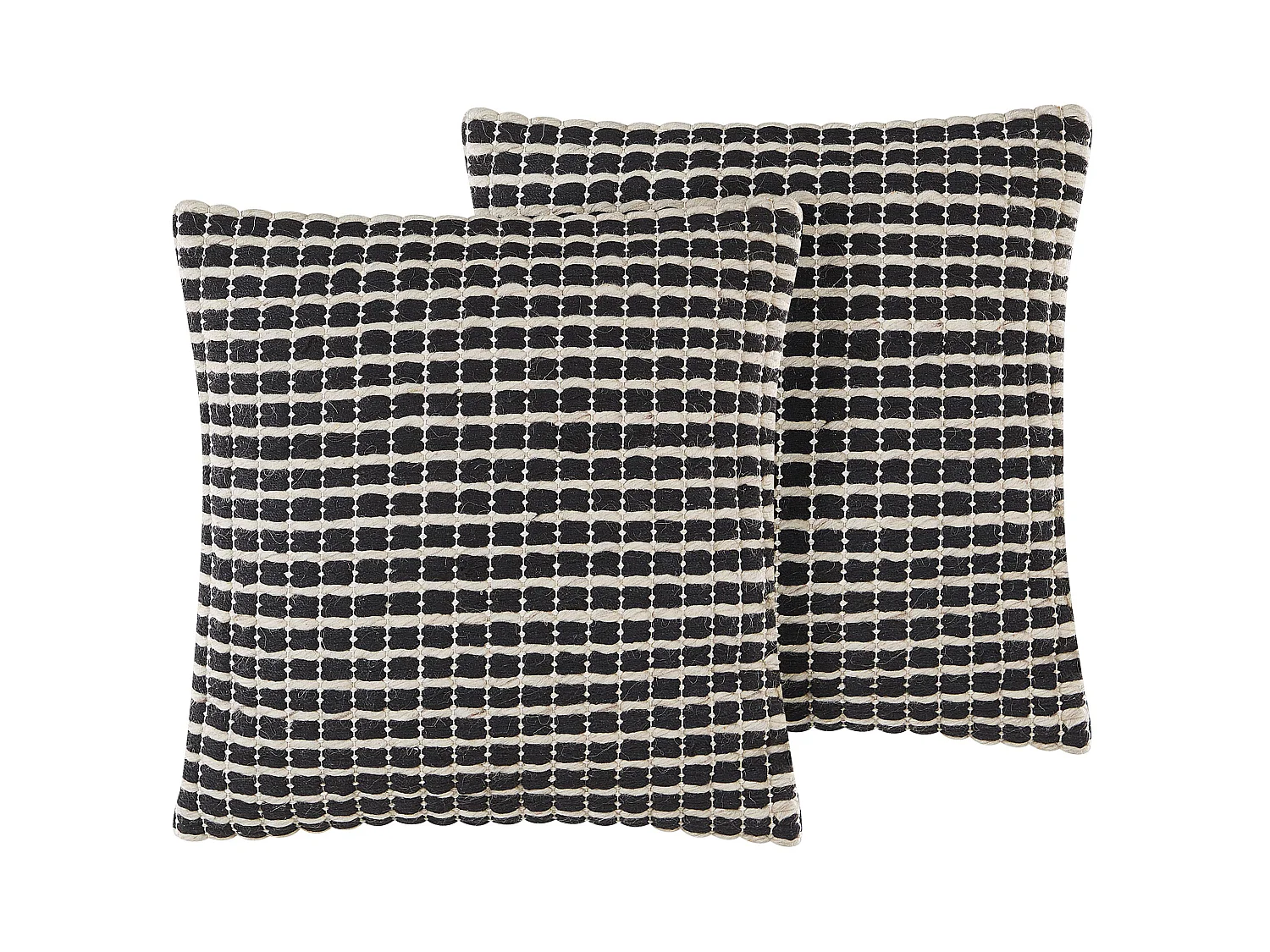 Set of 2 Decorative Cushions YONCALI Cotton 45 x 45 cm Black Checked