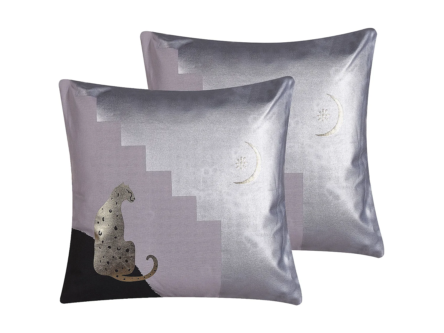 Set of 2 Decorative Cushions DIGITALIS Cotton 45 x 45 cm Grey Abstract Pattern