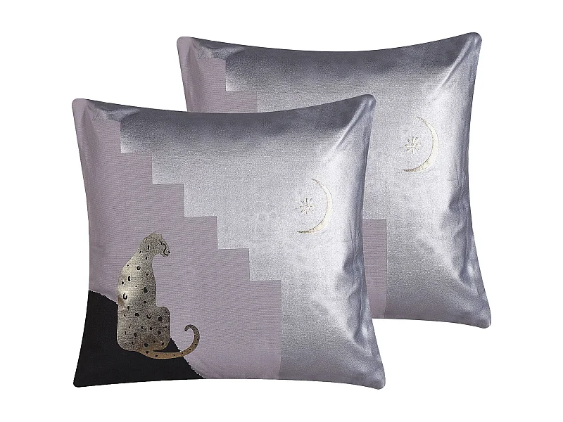 Lot de 2 coussins décoratifs DIGITALIS Coton 45 x 45 cm Gris Motif abstrait