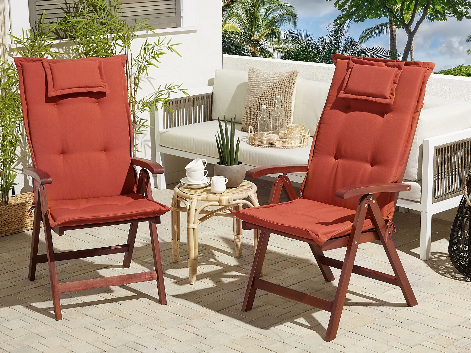 Sitzauflagen 2er Set TOSCANA 50 x 70 cm Dunkelrot