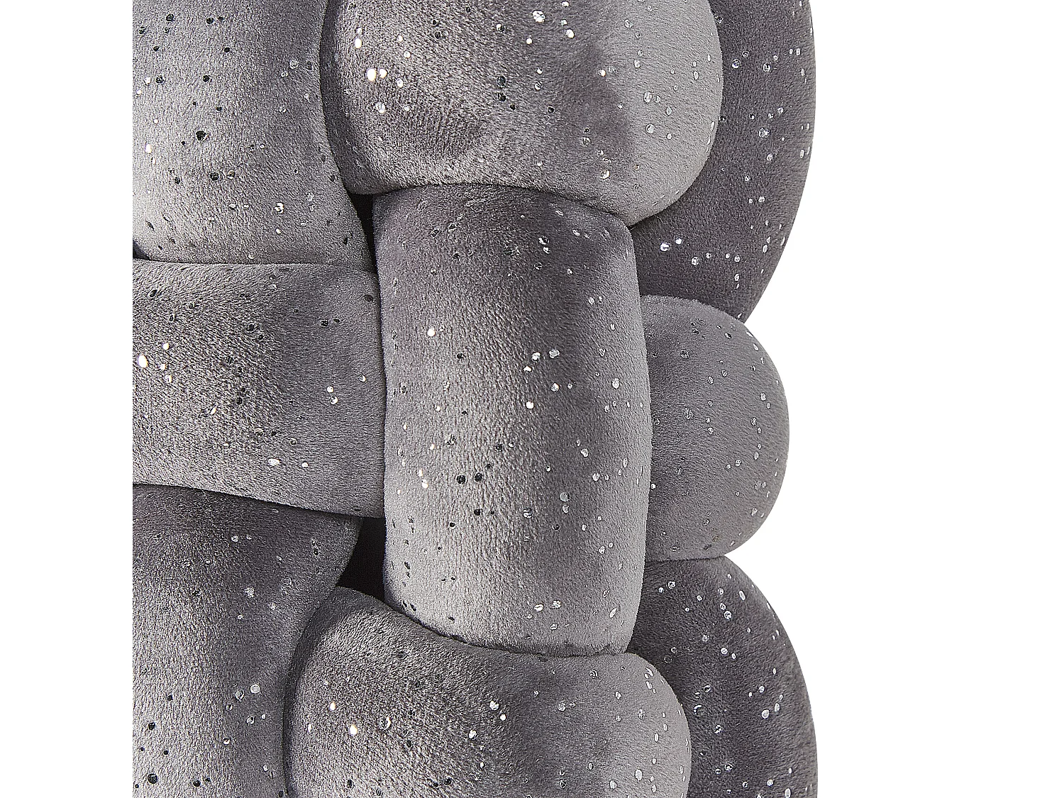 Dekokissen Knoten 30 x 30 cm Geflecht Samtstoff Glitzer quadratisch grau Sirali