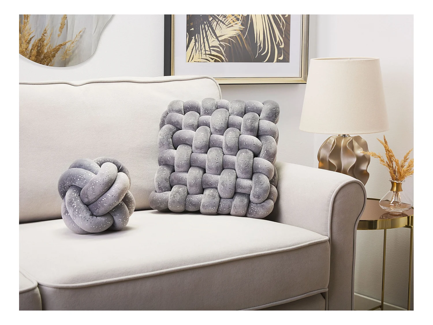 Coussin SIRALI Velours 30 x 30 cm Gris Unicolore