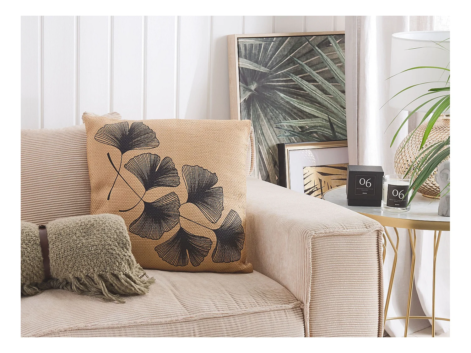 Dekokissen 2er Set WAKAD 45 x 45 cm Beige Pflanzenmuster