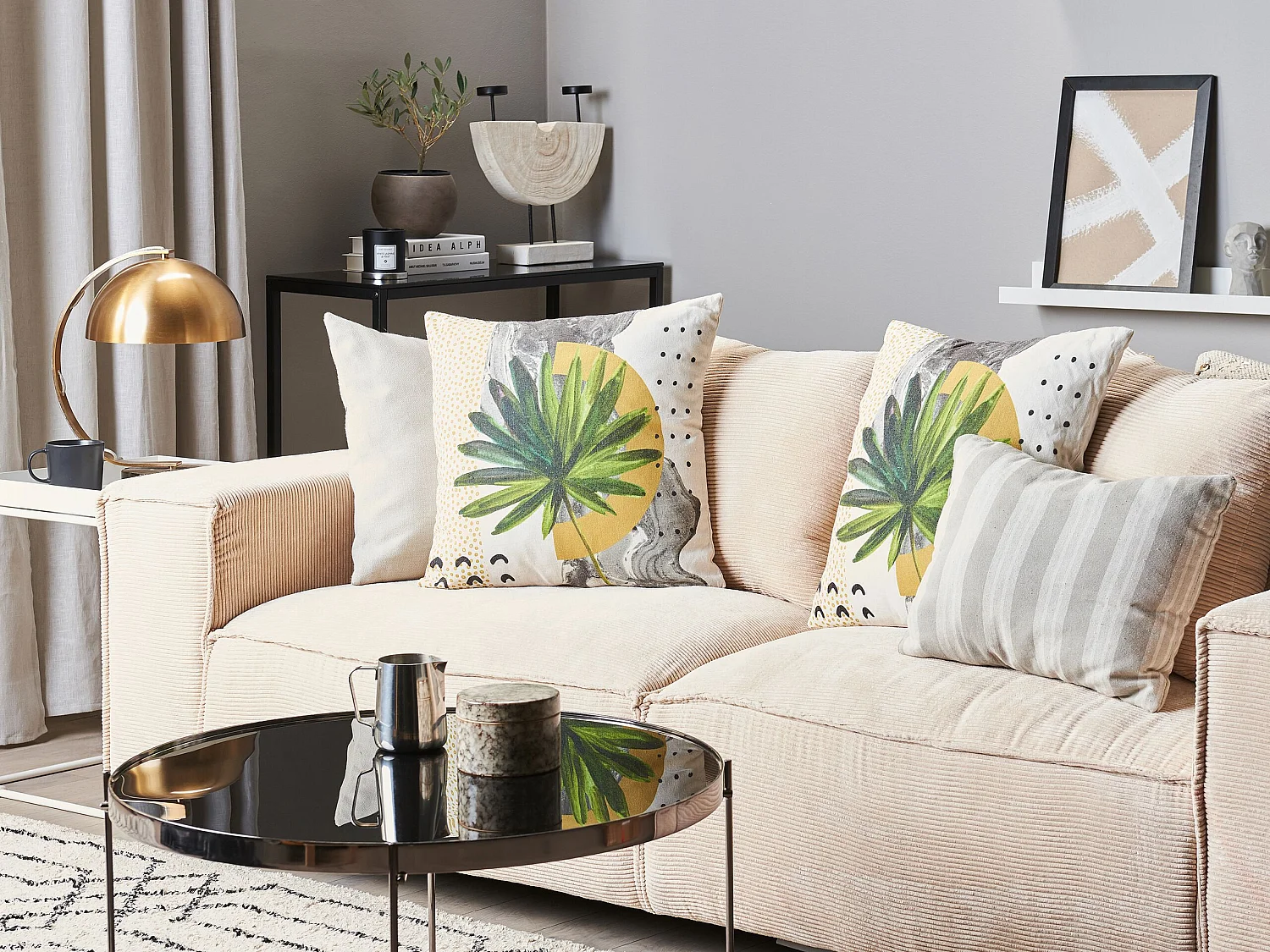 Conjunto de 2 almofadas decorativas HOLCUS Bouclé 45 x 45 cm Multicolor Padrão abstracto