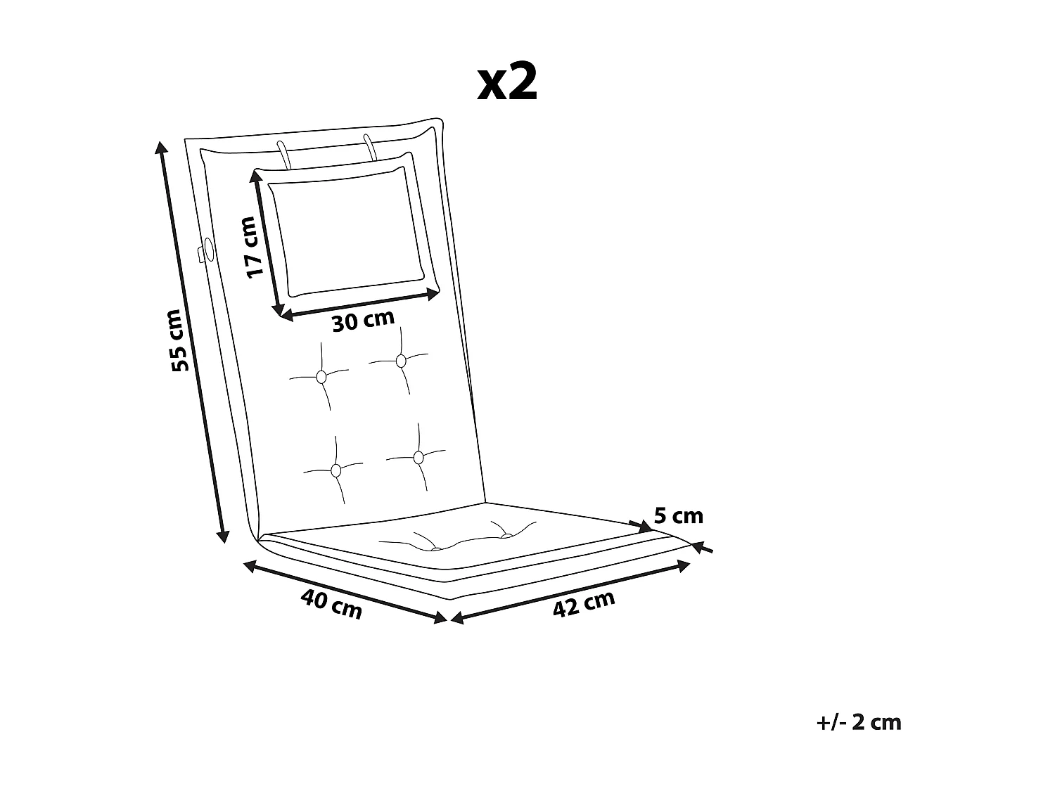 Set di 2 cuscini Schiena/Seduta MAUI 40 x 54 cm Grigio