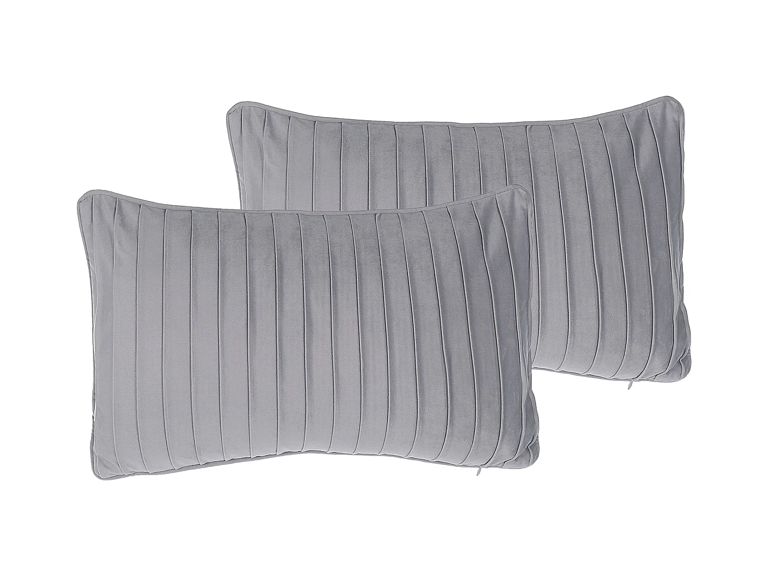Set van 2 decoratieve kussens KOMANA Fluweel 30 x 50 cm Grijs Gestreept