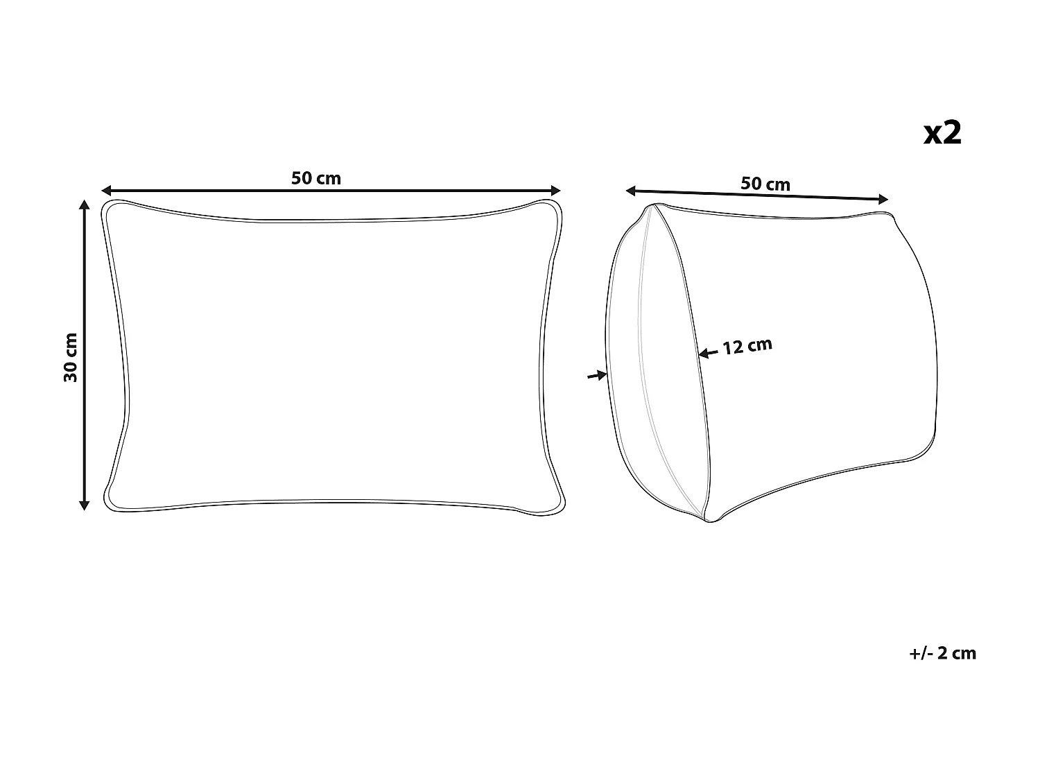 Lot de 2 coussins décoratifs KOMANA Velours 30 x 50 cm Gris À rayure
