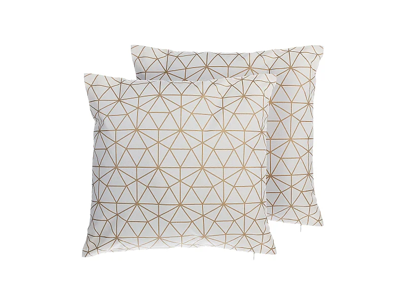 Set van 2 decoratieve kussens SEDUM Katoen 45 x 45 cm Wit Goud Geometrisch patroon