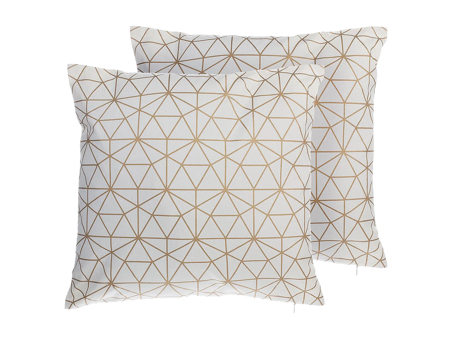 Lot de 2 coussins décoratifs SEDUM Coton 45 x 45 cm Blanc Doré Motif géométrique