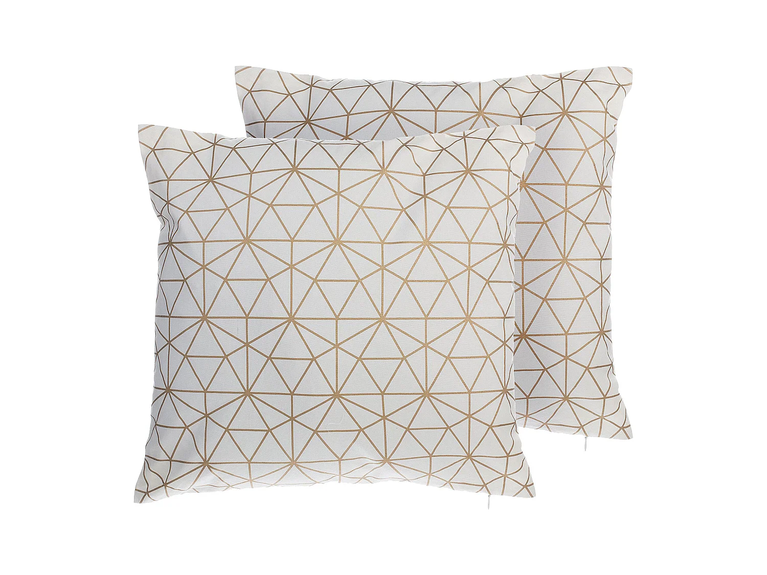 Lot de 2 coussins décoratifs SEDUM Coton 45 x 45 cm Blanc Doré Motif géométrique