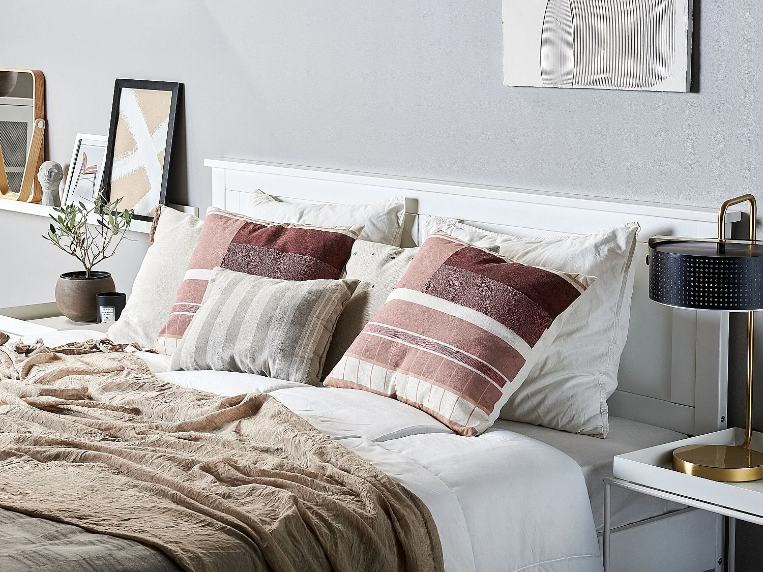 Modernes Dekokissen 2er Set Stoff bunt geometrisches Muster 45x45 cm quadratisch