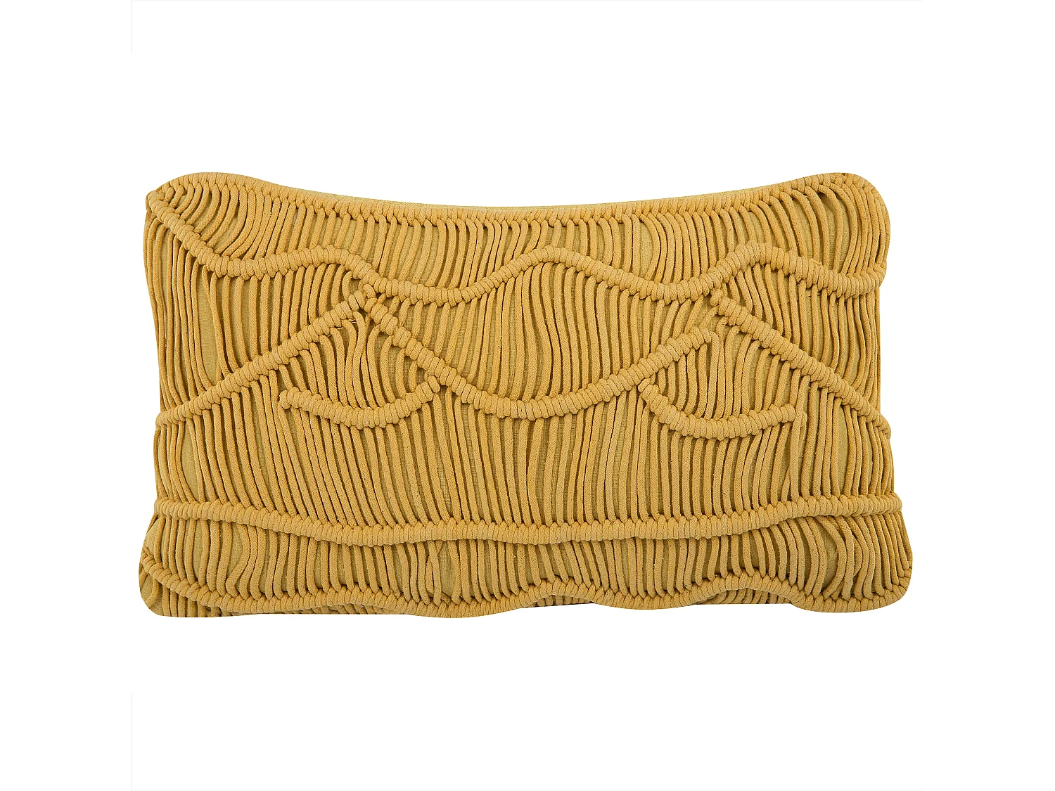 Coussin KIRIS Coton 30 x 50 cm Unicolore Macramé Jaune