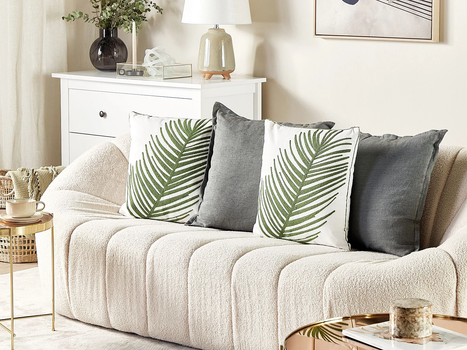 Zestaw 2 poduszek dekoracyjnych AZAMI Bawełna 45 x 45 cm Ciemnozielony Wzór roślinny