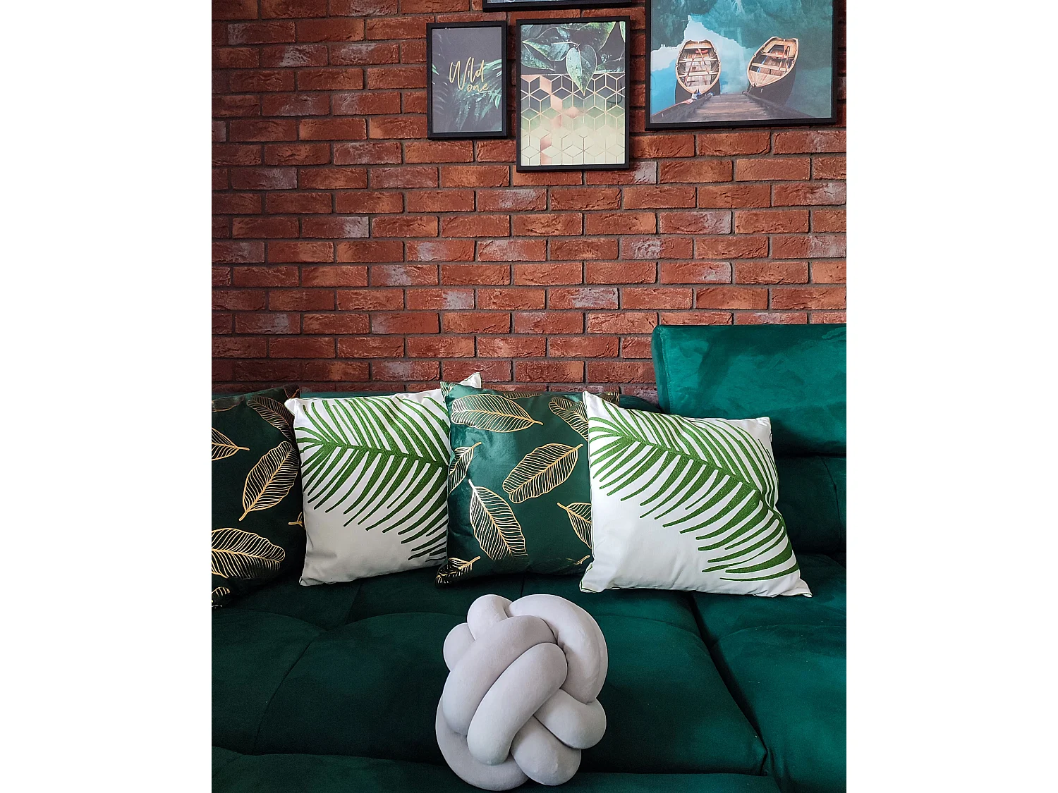 Conjunto de 2 cojines decorativos AZAMI Algodón 45 x 45 cm Verde oscuro Patrón de plantas
