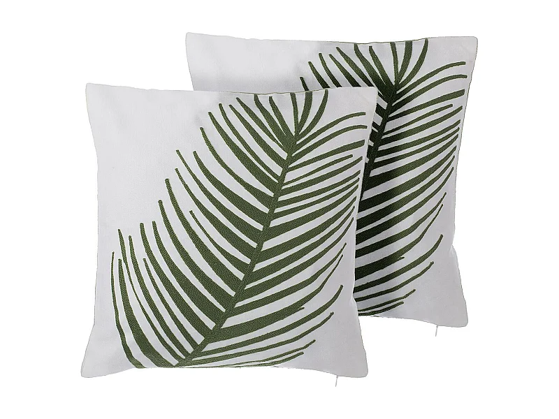 Dekokissen 2er Set 45 x 45 cm Baumwolle Palmenmotiv Tropische grün Azami