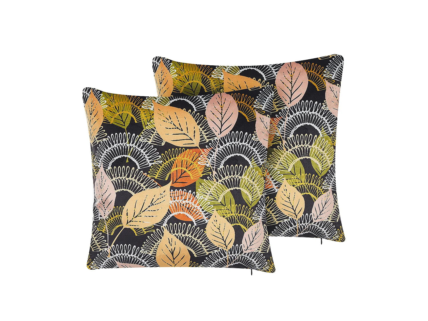 Lot de 2 coussins décoratifs LAGURUS Velours 45 x 45 cm Multicolore Motif de plante