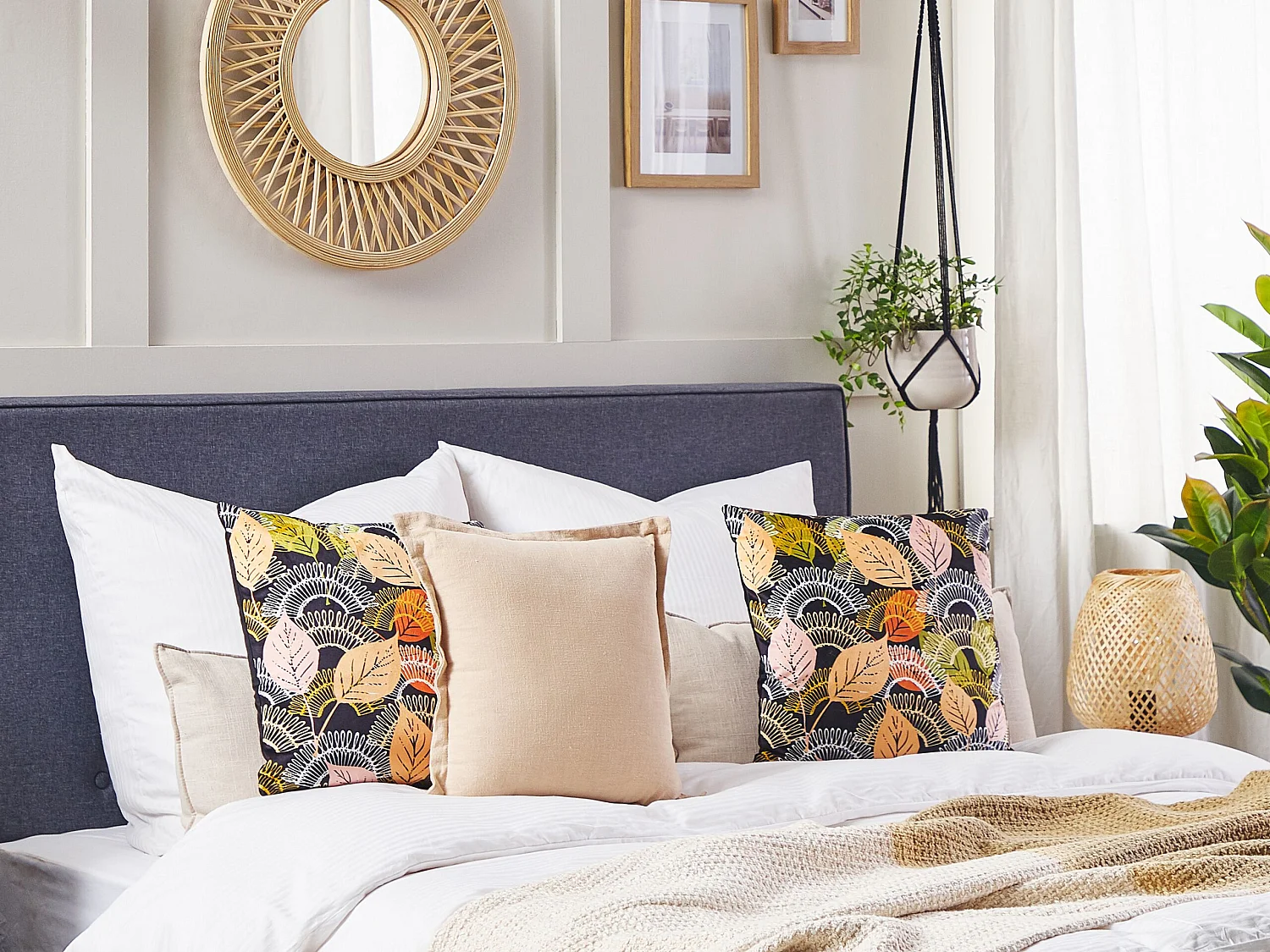 Lot de 2 coussins décoratifs LAGURUS Velours 45 x 45 cm Multicolore Motif de plante