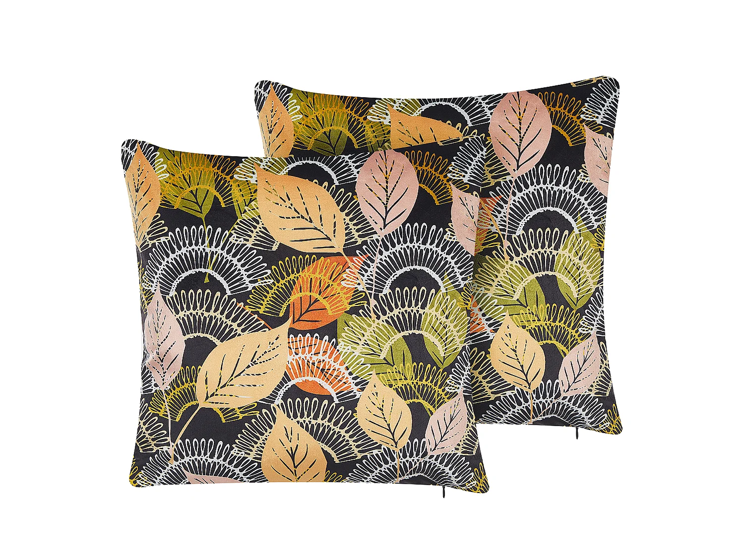 Lot de 2 coussins décoratifs LAGURUS Velours 45 x 45 cm Multicolore Motif de plante