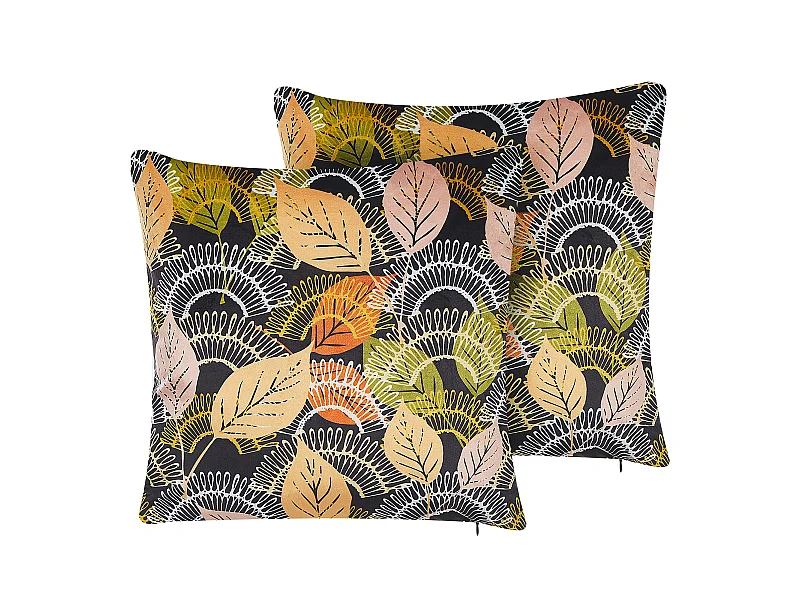 Set di 2 cuscini LAGURUS Velluto 45 x 45 cm Multicolore Trama di piante