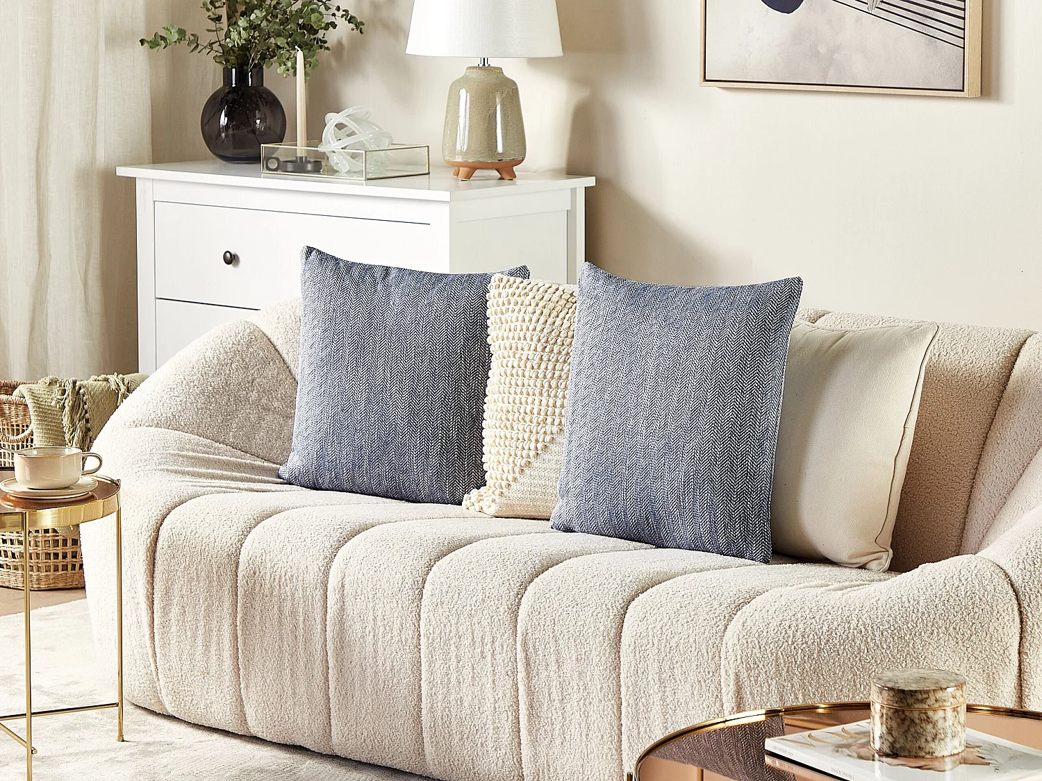 Lot de 2 coussins décoratifs LUPINE 45 x 45 cm Gris Motif à chevrons