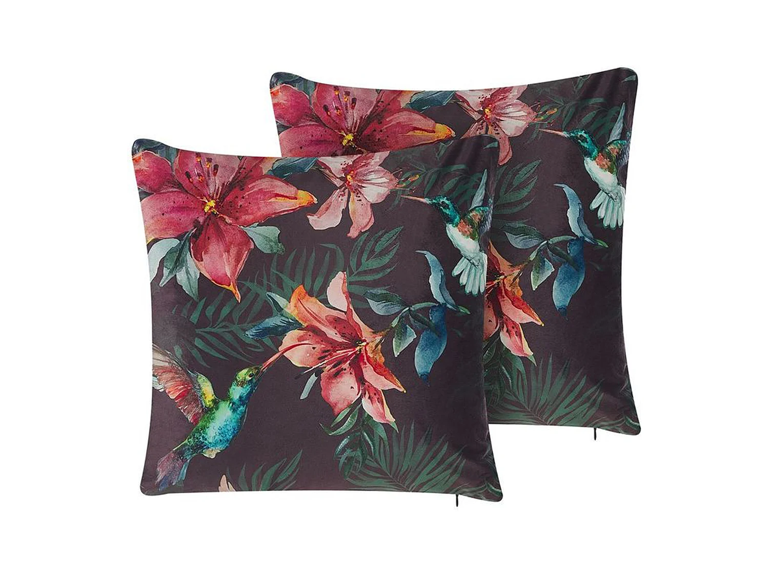 Lot de 2 coussins décoratifs DICHONDRA Velours 45 x 45 cm Multicolore Motif floral