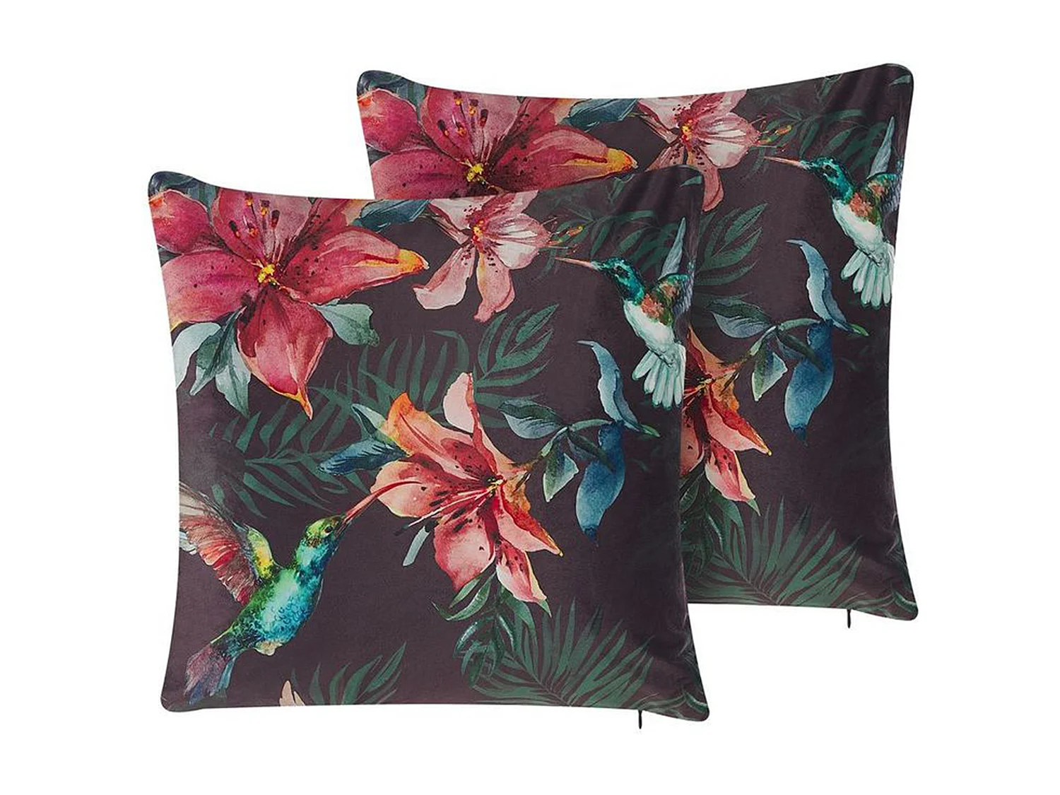 Lot de 2 coussins décoratifs DICHONDRA Velours 45 x 45 cm Multicolore Motif floral