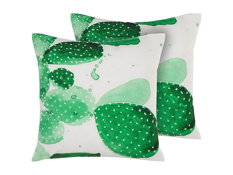 Set van 2 tuinkussens OSTINA Bladpatroon 45 x 45 cm Groen