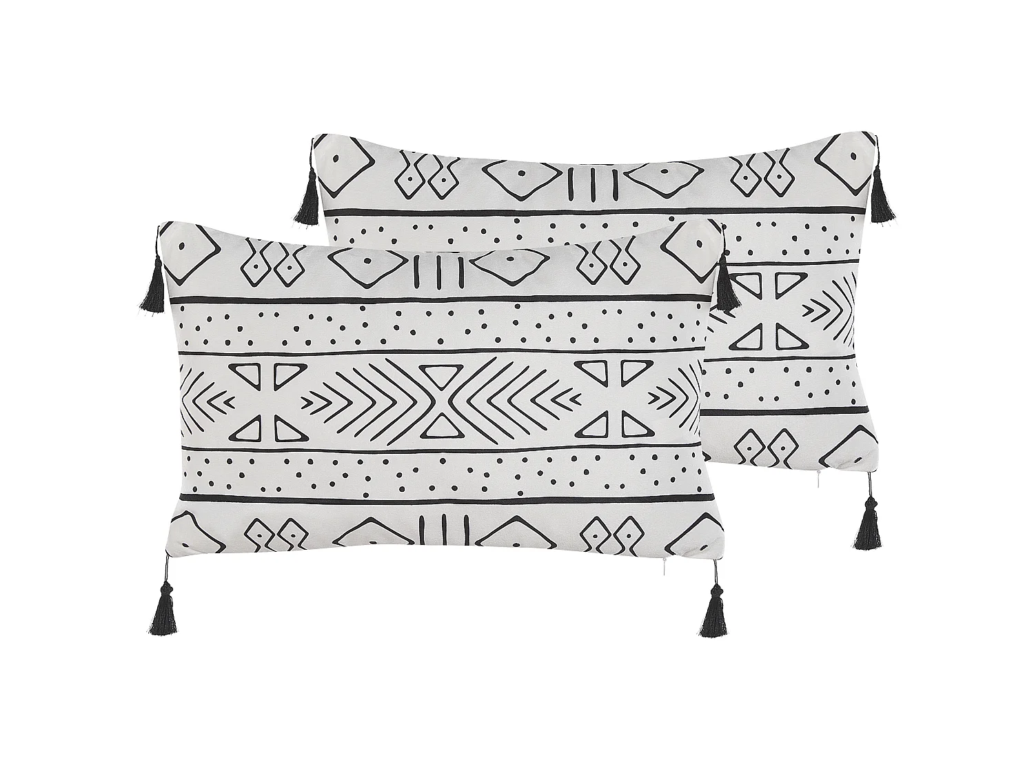Lot de 2 coussins décoratifs SCHEFFLERA Velours 30 x 50 cm Blanc Motif géométrique