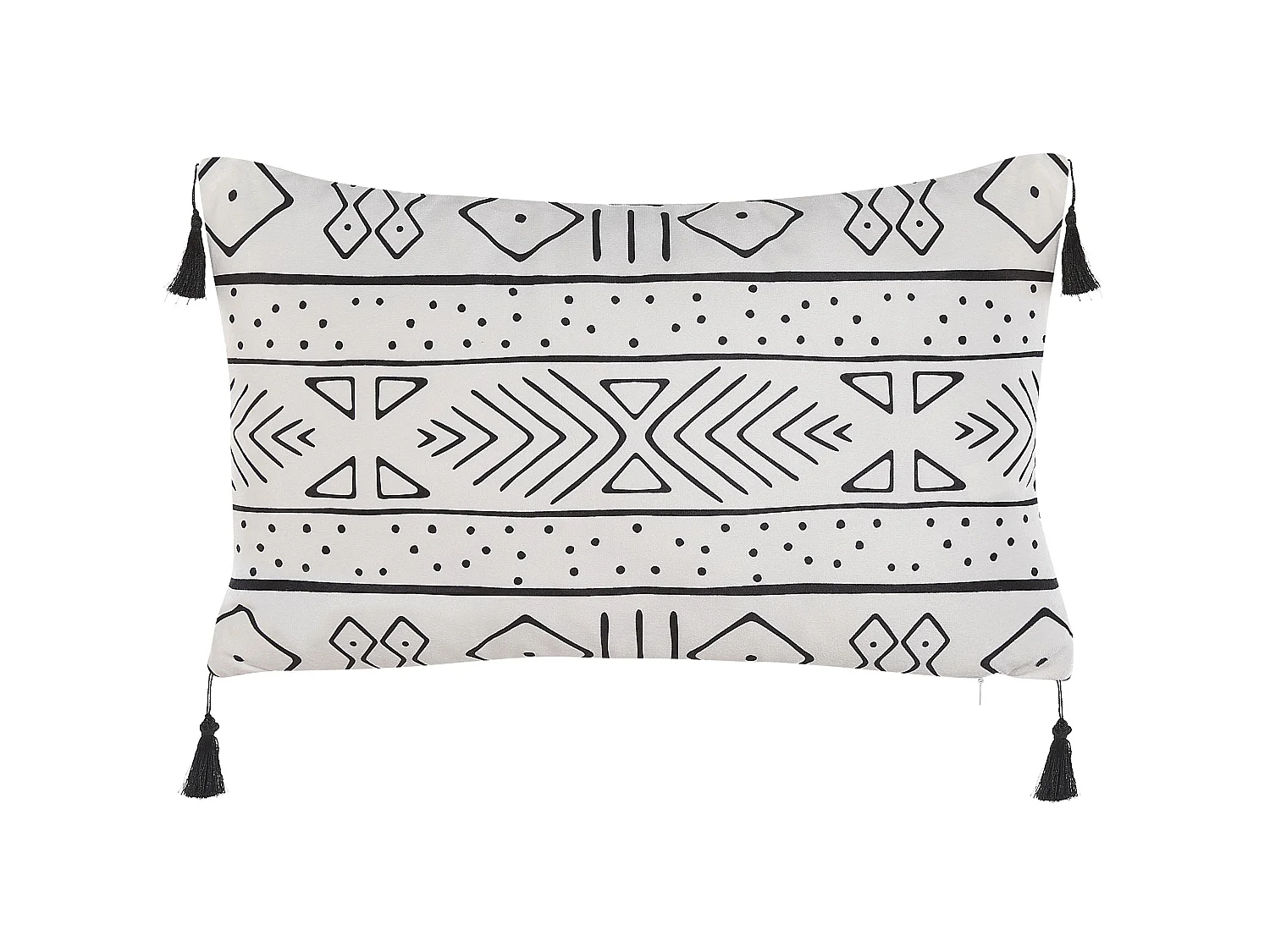 Lot de 2 coussins décoratifs SCHEFFLERA Velours 30 x 50 cm Blanc Motif géométrique