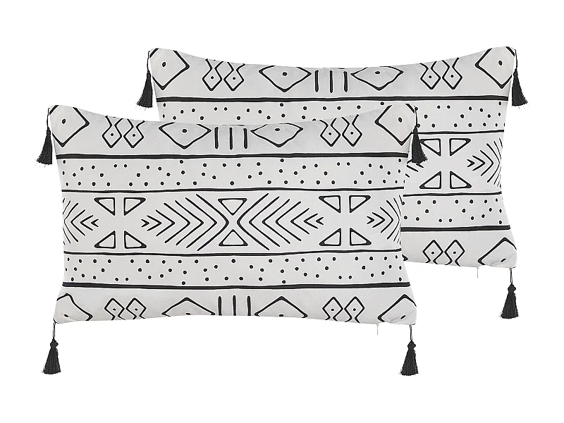 Set di 2 cuscini SCHEFFLERA Velluto 30 x 50 cm Bianco Trama geometrica