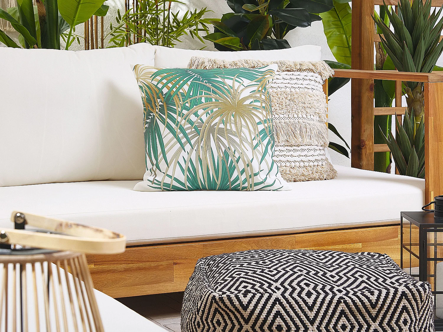 Set di 2 cuscini da esterno GAIANA Trama di piante 45 x 45 cm Verde