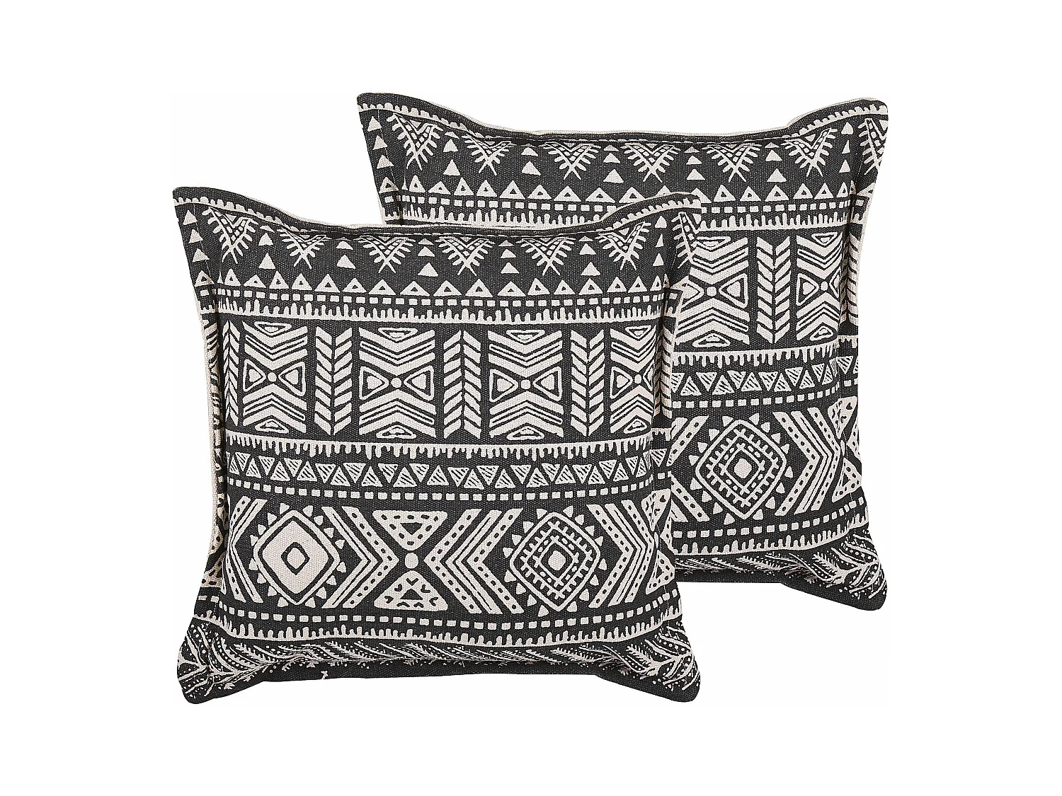 Lot de 2 coussins décoratifs SIRVAN Coton 45 x 45 cm Noir Motif géométrique