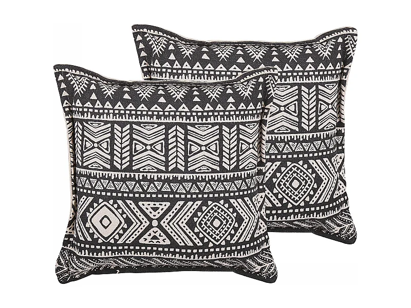 Lot de 2 coussins décoratifs SIRVAN Coton 45 x 45 cm Noir Motif géométrique