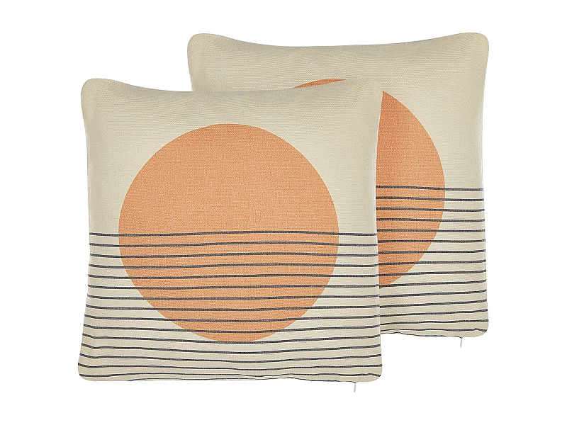 Lot de 2 coussins décoratifs MOONFLOWER 45 x 45 cm Blanc Motif géométrique