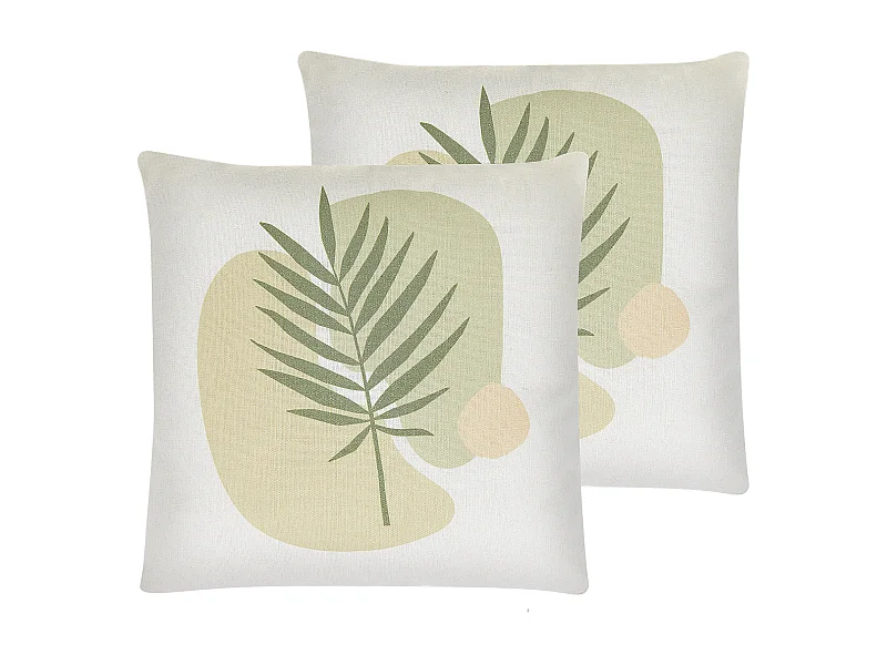 Set di 2 cuscini MICROSORUM 45 x 45 cm Verde chiaro Trama di piante