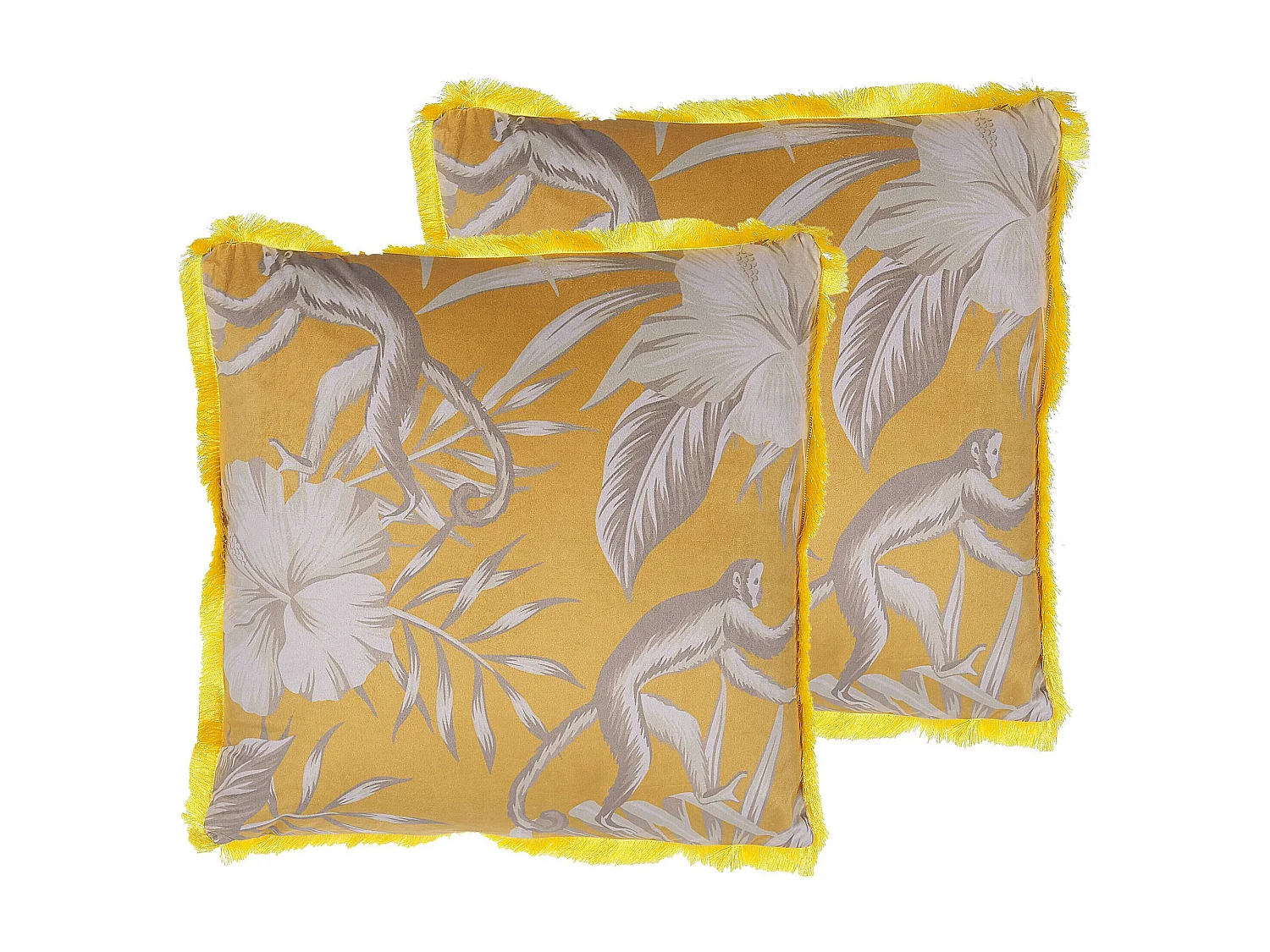 Set van 2 decoratieve kussens MANJU Fluweel 45 x 45 cm Geel Dierenprint