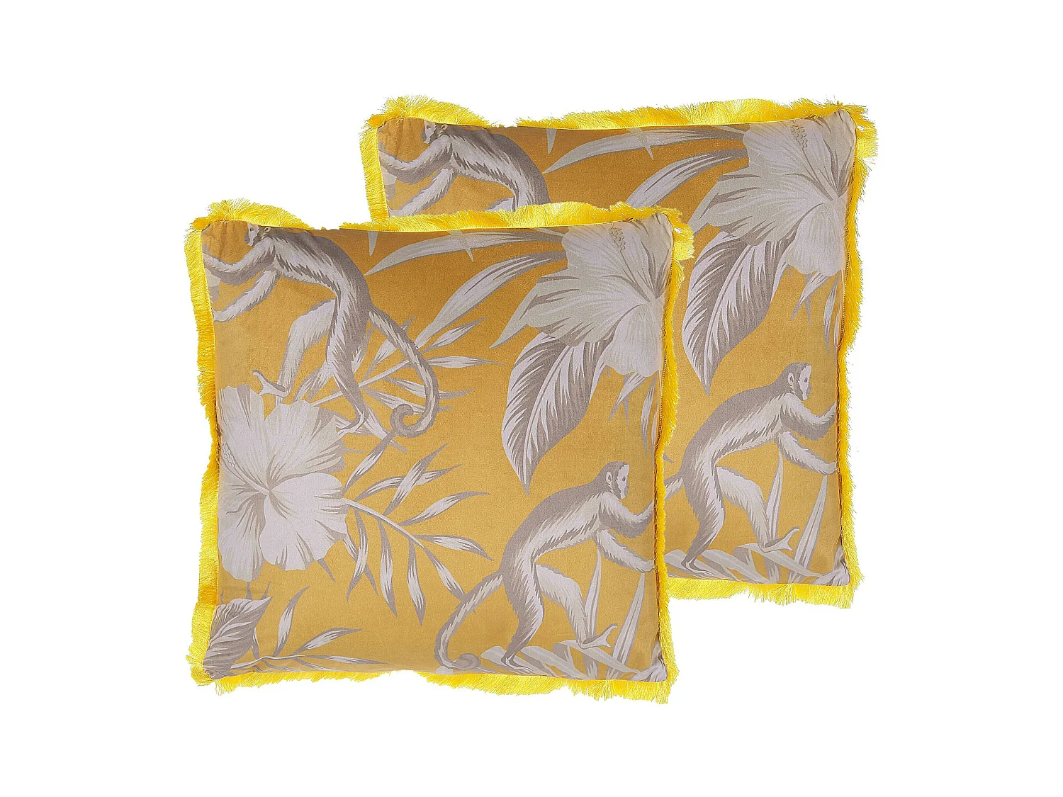 Lot de 2 coussins décoratifs MANJU Velours 45 x 45 cm Jaune Motif animal