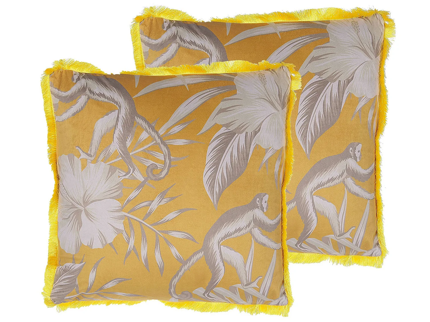 Lot de 2 coussins décoratifs MANJU Velours 45 x 45 cm Jaune Motif animal